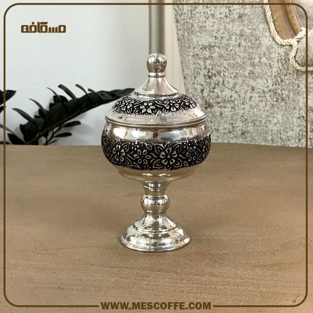 قندان مسی پایه دار روکش کروم(کد1795)