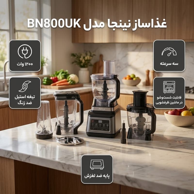 غذاساز 1200 وات نینجا مدل BN800UK اصلی — تصویر ۱۱