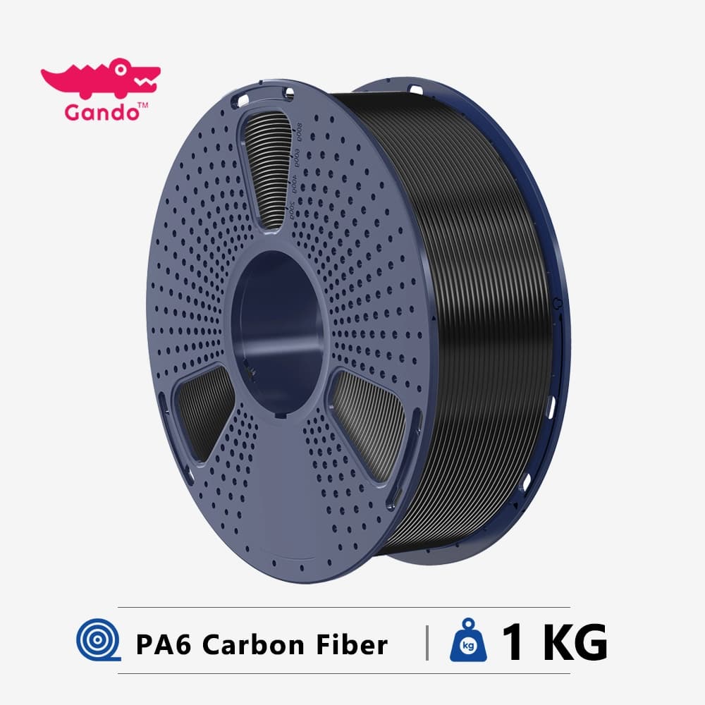 فیلامنت پلی آمید شش فیبر کربن (PA6 Carbon Fiber) رنگ مشکی قطر ۱٫۷۵ وزن یک کیلویی برند گاندو — تصویر ۲