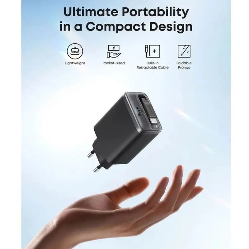 شارژر دیواری انکر به همراه کابل USB-C داخلی جمع‌شونده مدل (A2658G11) Anker Nano Charger USB-C Cable — تصویر ۷