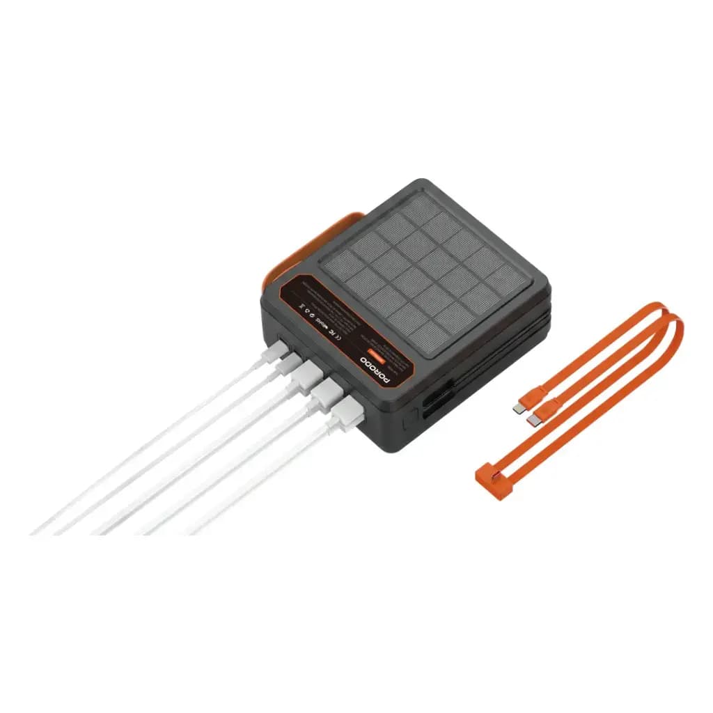 پاوربانک خورشیدی 80000 میلی آمپر پرودو Laros مدل (PDPB80) Porodo Laros Solar Power Bank with 22.5W Fast Charging & Built-In Cable — تصویر ۸