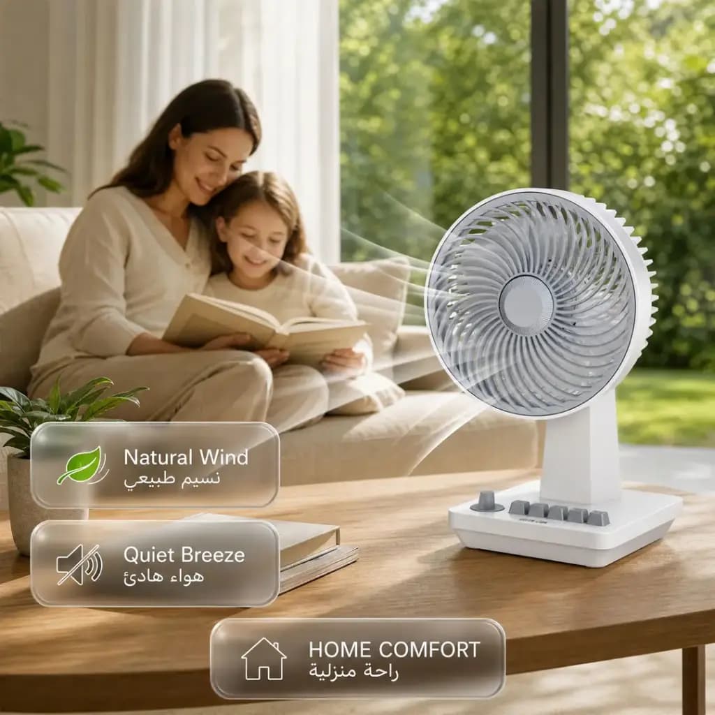 پنکه رومیزی شارژی قابل حمل Classic گرین لاین(GNPF23DEFANWH)Green Lion Classic 8″ Desktop Fan – White — تصویر ۱۰