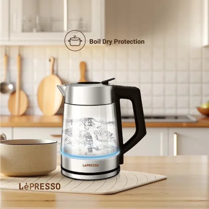 کتری برقی شیشه ای 1.7 لیتری لپرسو(LPCFFM0008)LePresso Multi-Temperature Illuminated Glass Kettle – Black — تصویر ۱۲