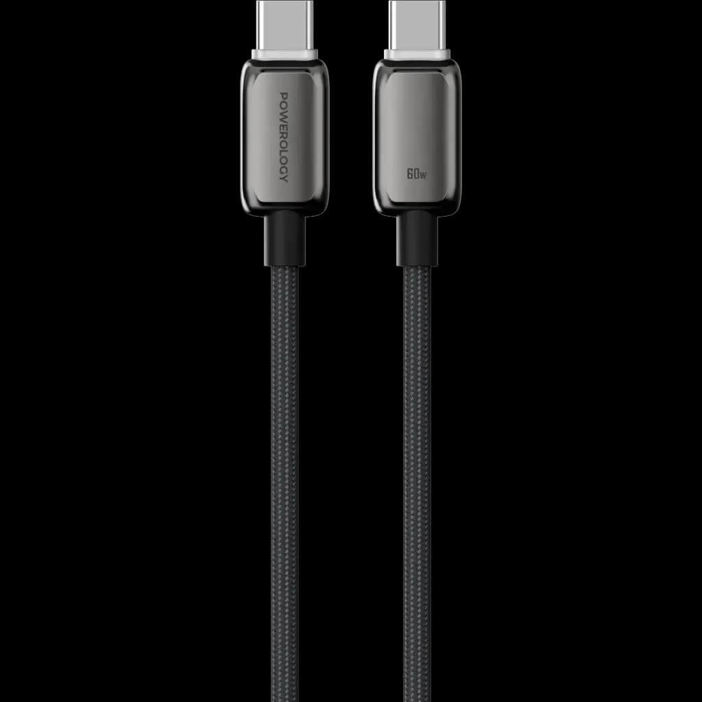 کابل USB-C به USB-C سری زینکو 60 وات پاورولوژی(PWDC60DGY)Powerology Zinco Series USB-C to USB-C – Dark Gray — تصویر ۳