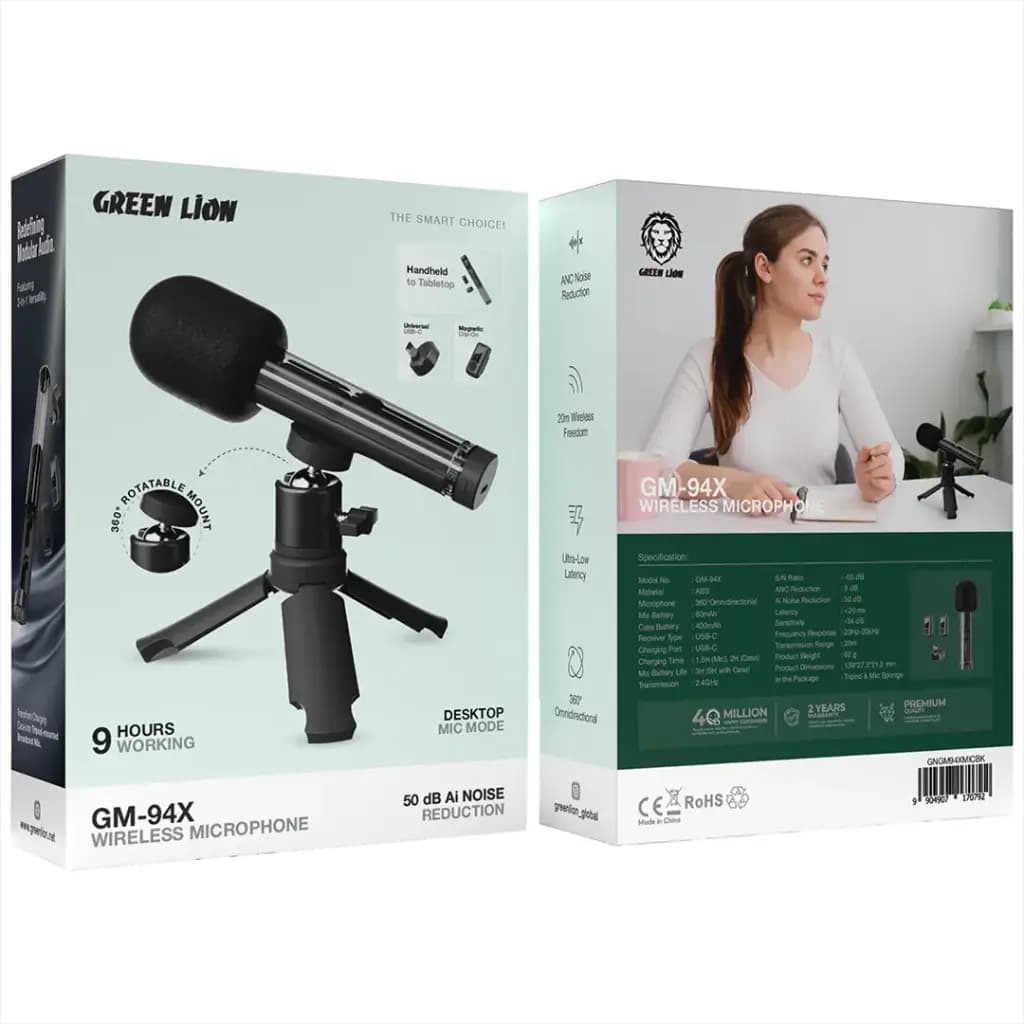 میکروفون بی‌سیم GM-94X گرین لاین(GNGM94XMICBK)Green Lion GM-94X Wireless Microphone – Black — تصویر ۵