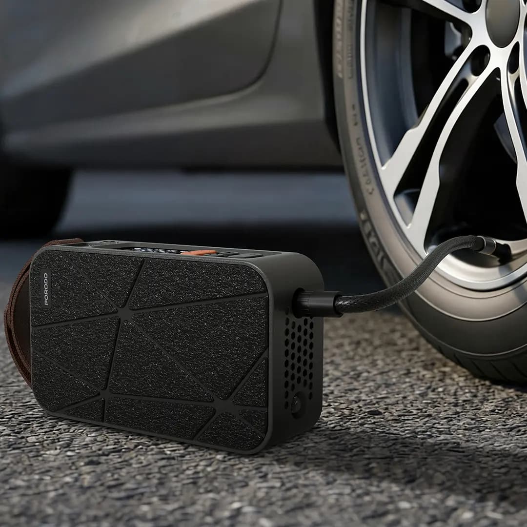 کمپرسور باد شارژی خودرو 4 هزار میلی آمپر Flator پرودو(PDGA03BK)Porodo Flator 4000mAh Car Tire Inflator with Pressure Display — تصویر ۶