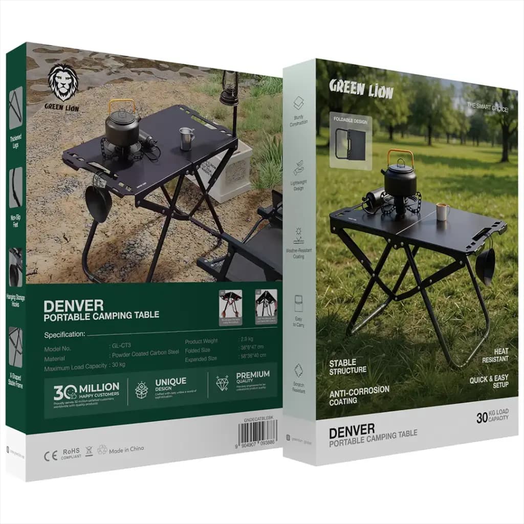 میز کمپینگ تاشو Denver گرین لاین(GNDECATBLEBK)Green Lion Denver Portable Camping Table – Black — تصویر ۴