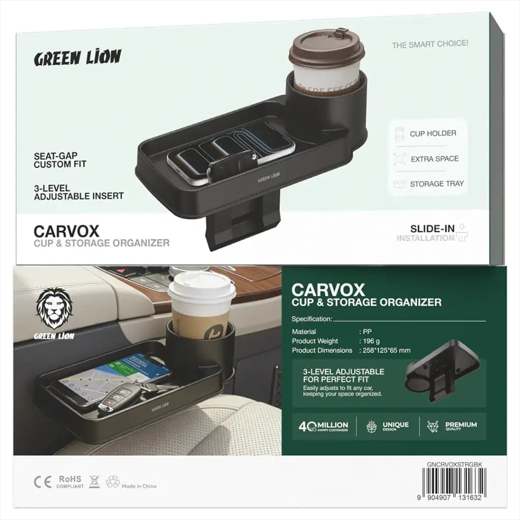 نظم دهنده کنسول و جا لیوانی Carvox گرین لاین(GNCRVOXSTRGBK)Green Lion Carvox Cup & Storage Organizer – Black — تصویر ۵
