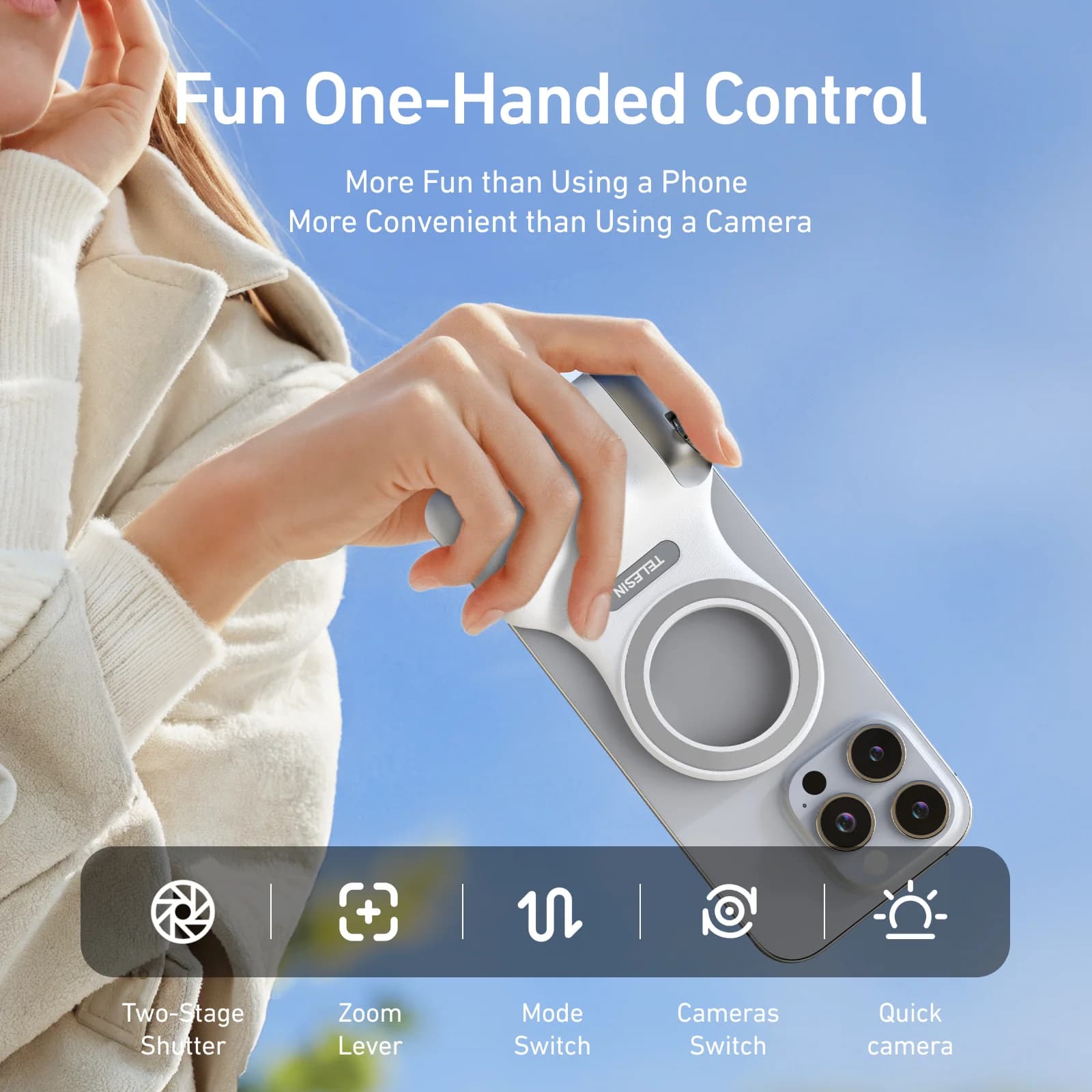 دسته شاتر مغناطیسی TELESIN Fun Shot Magnetic grip 2 — تصویر ۲
