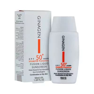 کرم ضد آفتاب بی رنگ پوست چرب فیوژن لیکویید ژیناژن SPF50