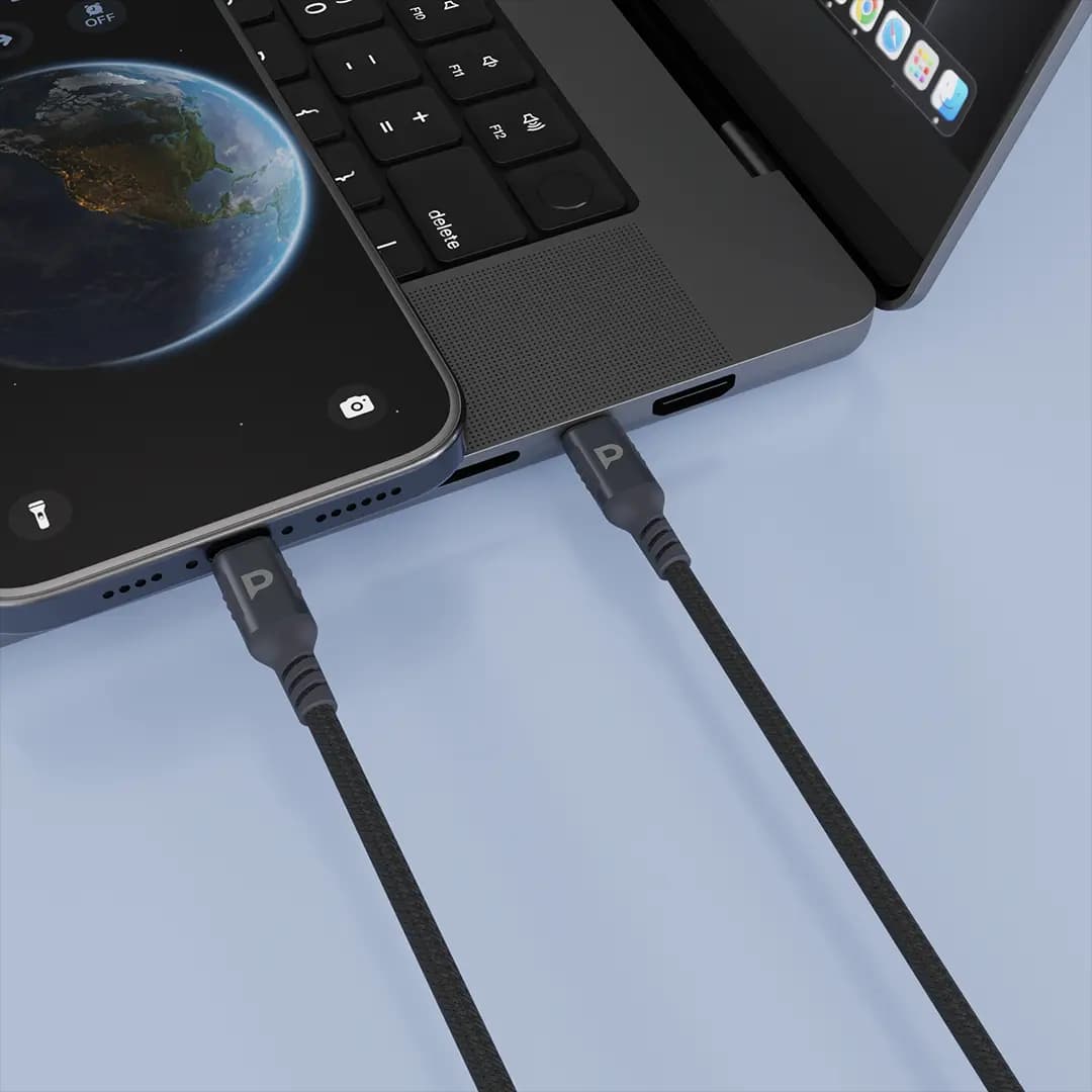 کابل نایلونی تایپ سی به لایتنینگ 60 وات 2 متری پاورولوژی(PCAB019)Powerology Power Sync Weave USB-C to Lightning PD 60W – Black — تصویر ۶