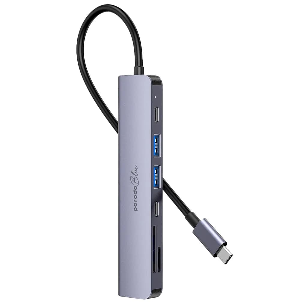 هاب 7 در 1 پرودو(PB-71HBC)Porodo Blue 7 In 1 Hub HDMI 2XUSB-A 2XUSB-C SD MicroSD — تصویر ۷