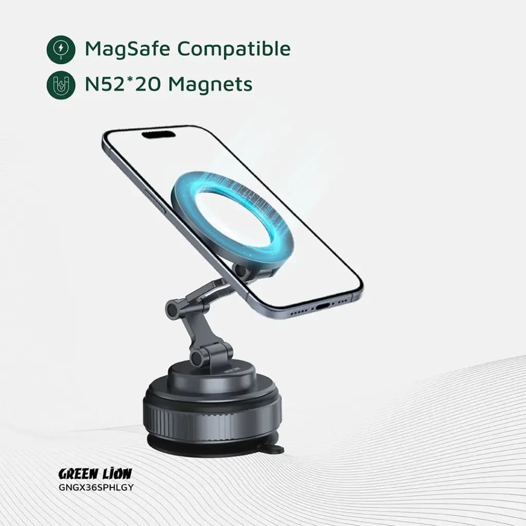 هولدر مگسیف مکشی خودرو GX-36 گرین لاین(GNGX36SPHL)Green Lion GX-36 Suction Phone Holder – Gray — تصویر ۱۲