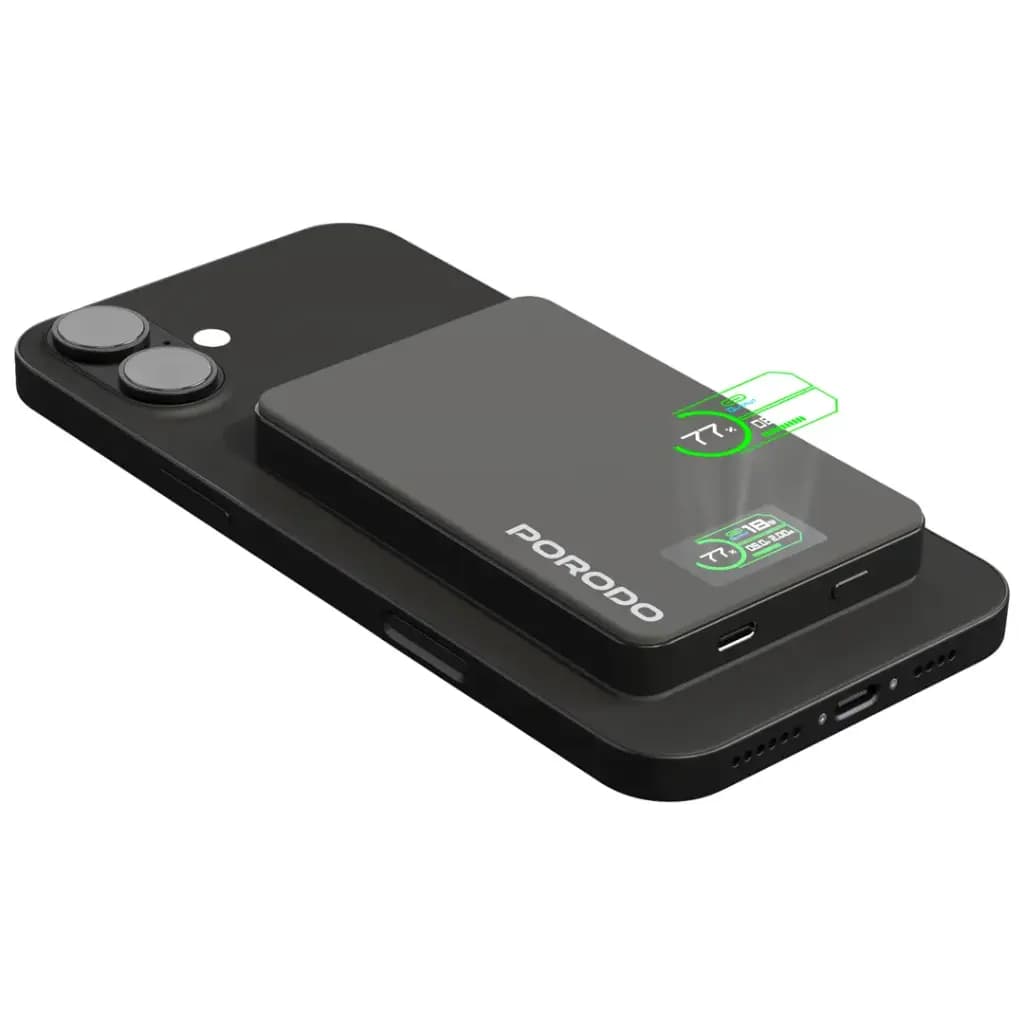 پاوربانک مگسیف 10 هزار پرودو(PDPBFCH085)Porodo 10000mAh MagSafe Power Bank – Dark Gray — تصویر ۳