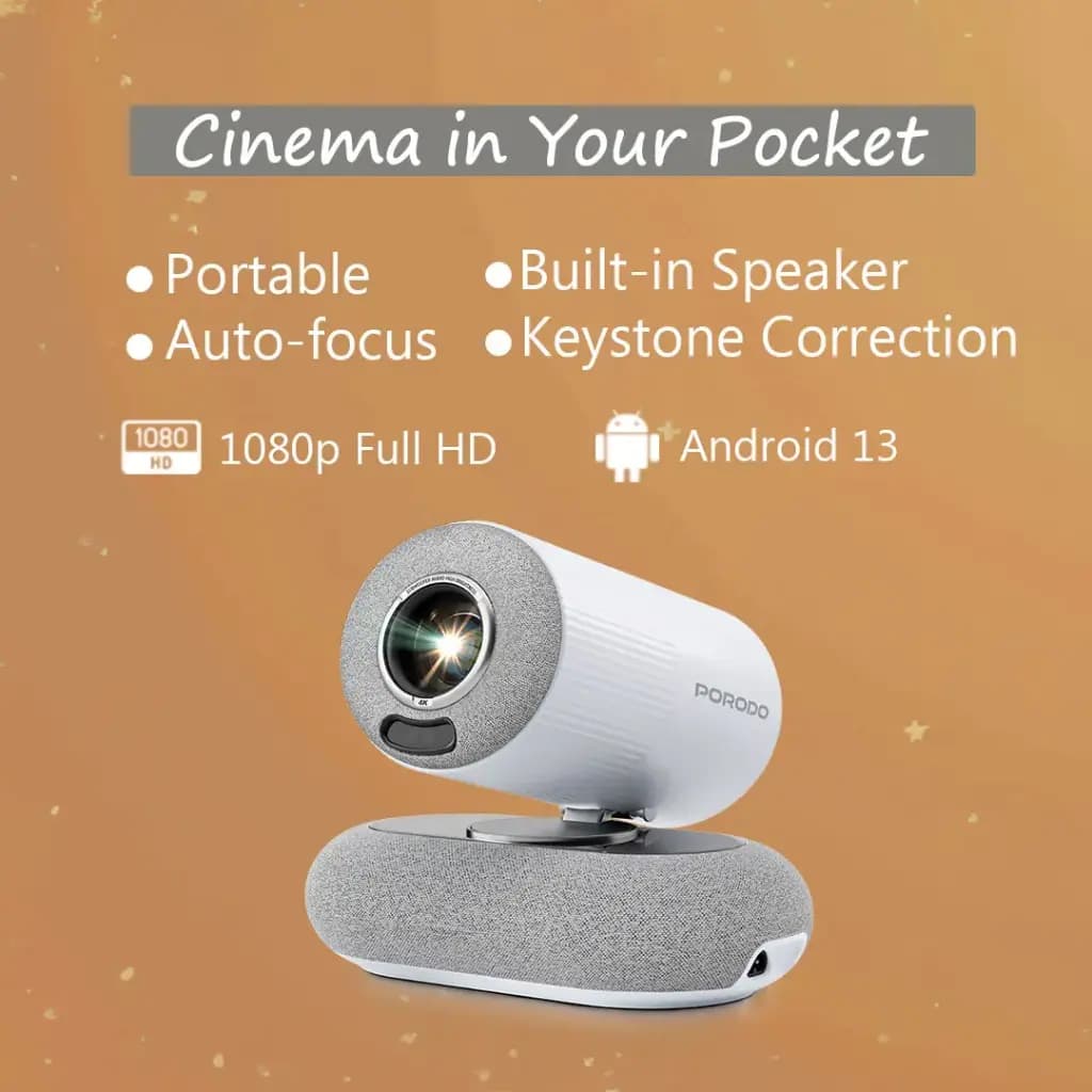 ویدئو پروژکتور Lumacast پرودو(PDPR2236)Porodo Lumacast Smart Full HD Projector Auto Focus & Keystone – White — تصویر ۴