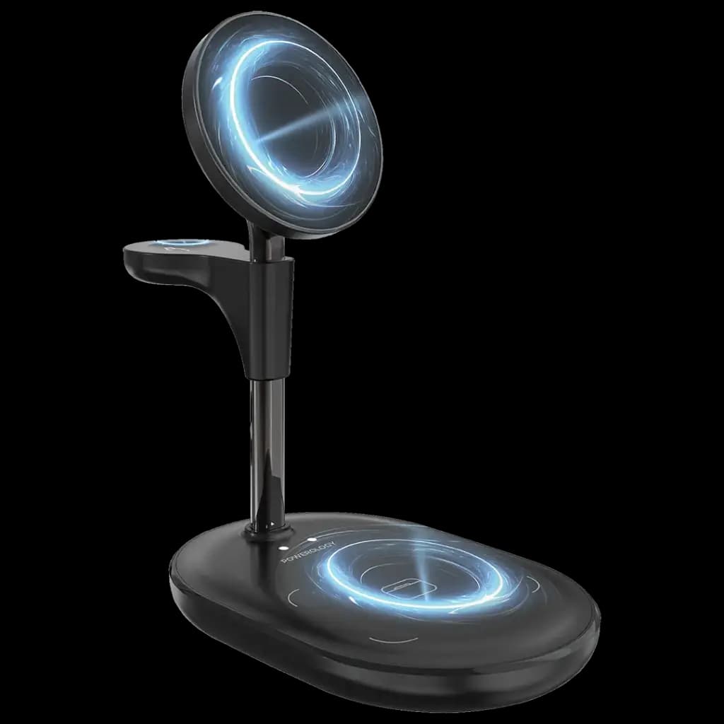 شارژر وایرلس 3 کاره Florea پاورولوژی(PWK3000)Powerology Florea Wireless Charging Stand – Black
