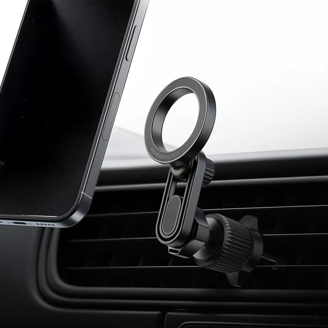 هولدر مگسیف دریچه کولر SnapMount پاورولوژی(PWS6M09)Powerology SnapMount MagSafe Car Holder – Black — تصویر ۲