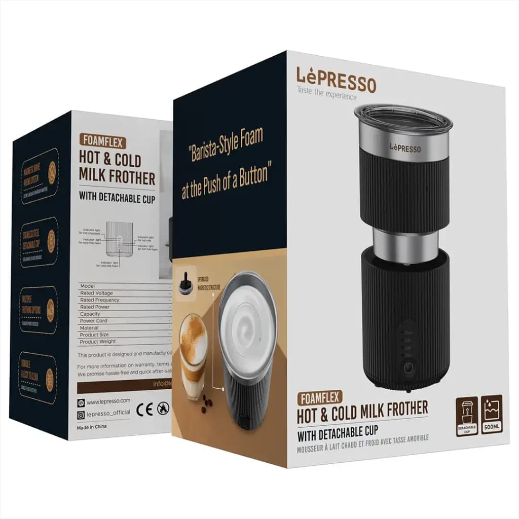 کف‌ساز شیر سرد و گرم Foamflex لپرسو(LPCFFMF0099)Lepresso Foamflex Hot & Cold Milk Frother – Black — تصویر ۳