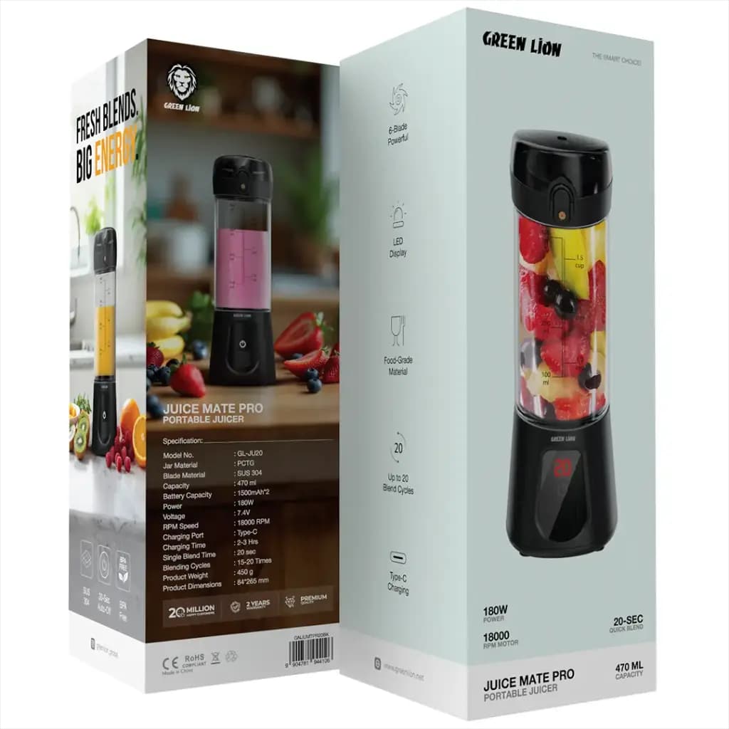 مخلوط کن شارژی 470 میل گرین لاین Green Lion Juice Mate Pro Portable Juicer 470mL — تصویر ۸