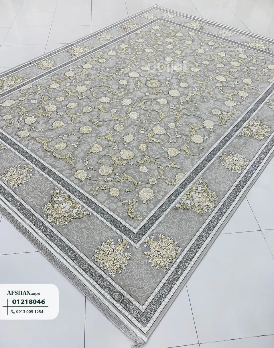 فرش 1200 شانه گل برجسته طرح زرگل کد 01218046 هلن