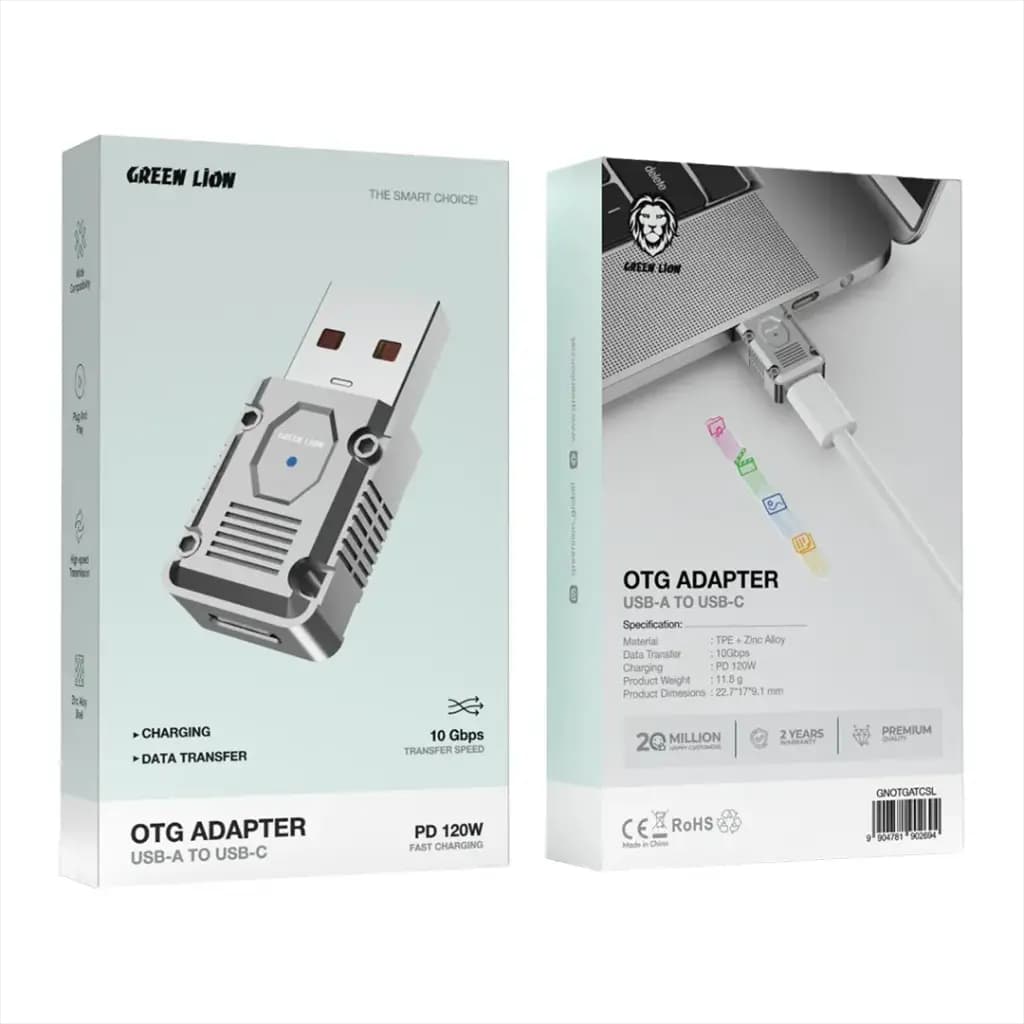 مبدل OTG گرین لاین OTG Adapter USB-A to USB-C 120W — تصویر ۳
