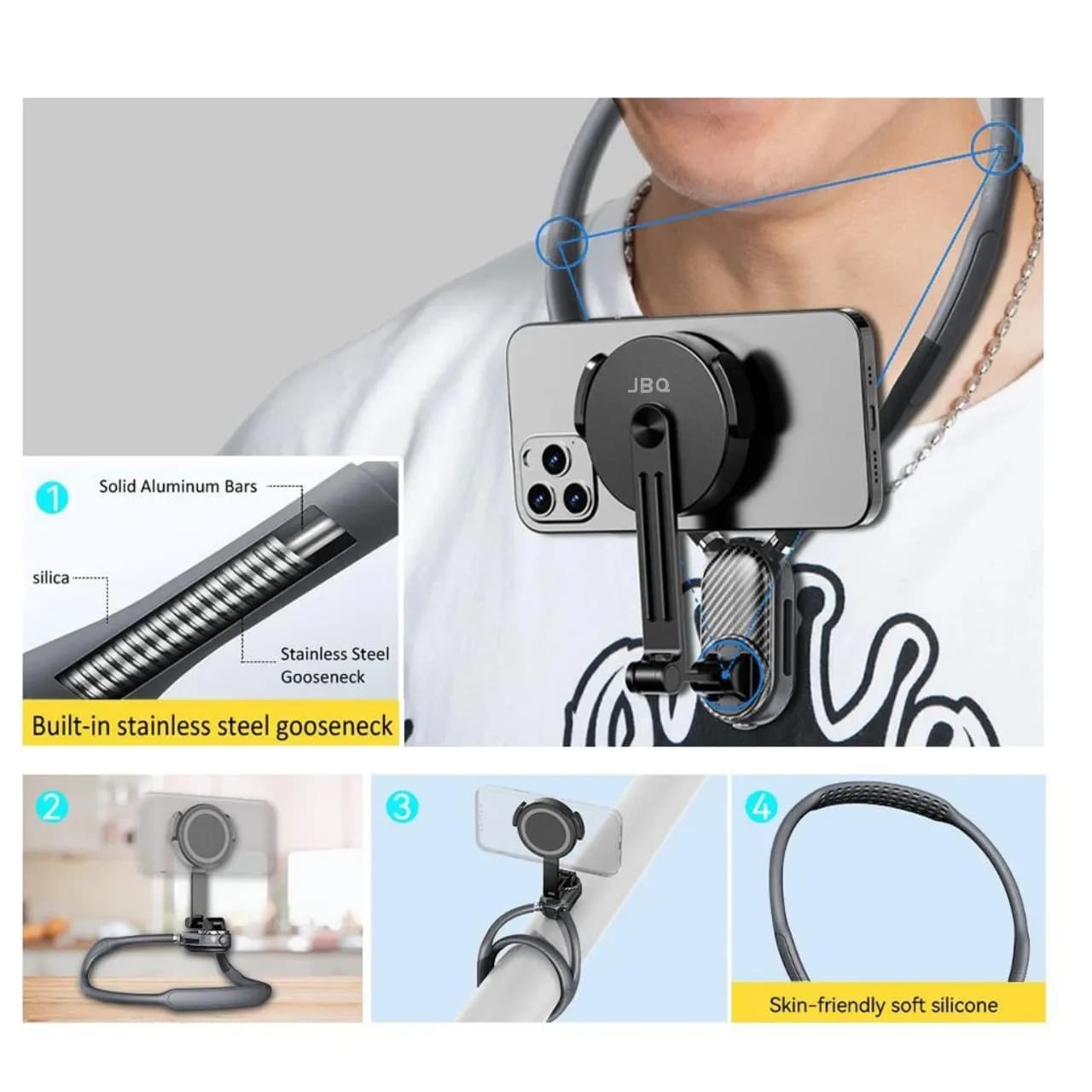 هولدر گردنی مگسیف جی بی کیو(N621792)JBQ FlexBand Neck Mount Magnetic Phone Holder — تصویر ۶