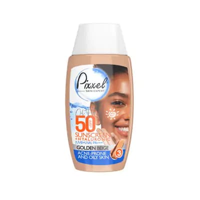 کرم ضد آفتاب بژ طلایی پیکسل SPF50 پوست چرب و جوش دار — تصویر ۲