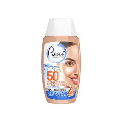 کرم ضد آفتاب بژ طبیعی پیکسل SPF50 پوست چرب و جوش دار — تصویر ۲