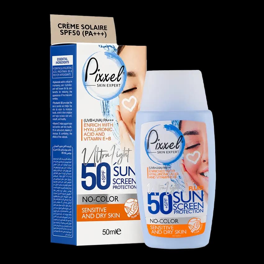 کرم ضد آفتاب پیکسل بی رنگ SPF50 پوست خشک و حساس — تصویر ۵