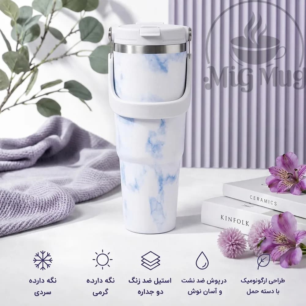 تراول ماگ ابر و بادی 900 میل اورجینال + دو حالت نوشیدن — تصویر ۵