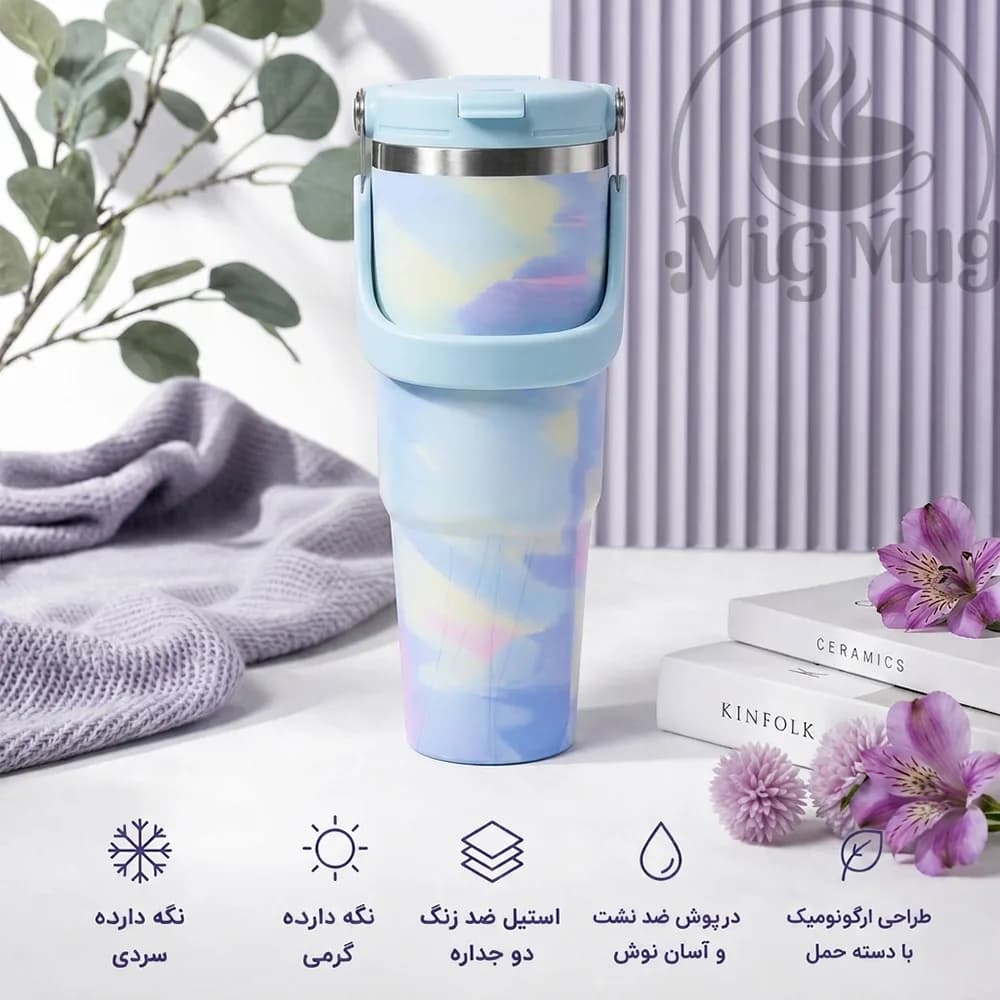 تراول ماگ ابر و بادی 900 میل اورجینال + دو حالت نوشیدن — تصویر ۷