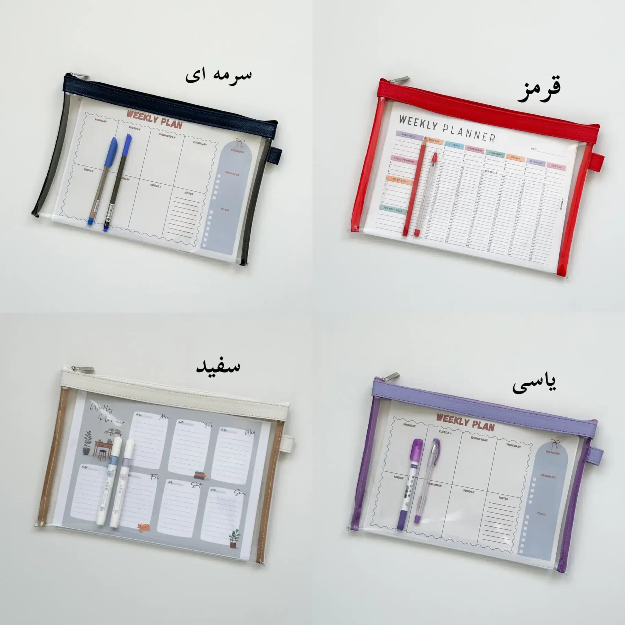 پوشه شفاف زیپدار A4 | مقاوم و ضدآب | چرم نئون — تصویر ۴