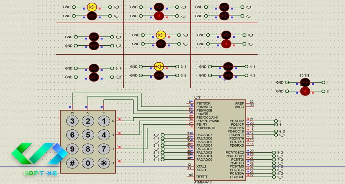 پروژه بازی Tic-Tac-Toe (XO) با میکروکنترلر ATmega16 و کدنویسی در بسکام و شبیه سازی در پروتئوس — تصویر ۲