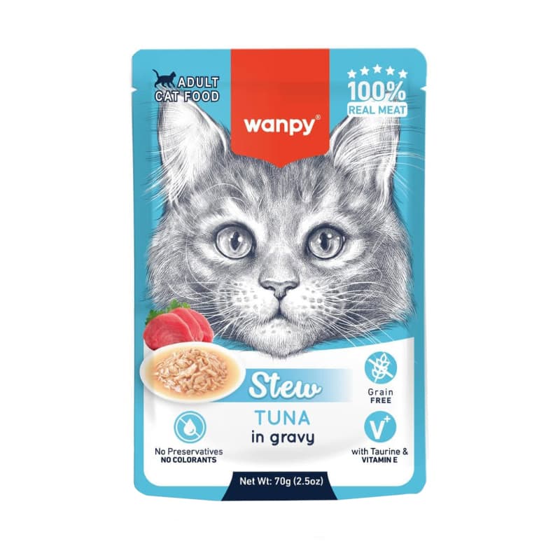 پوچ خورشتی گربه ونپی با طعم ماهی تن Wanpy Stew وزن 70 گرم