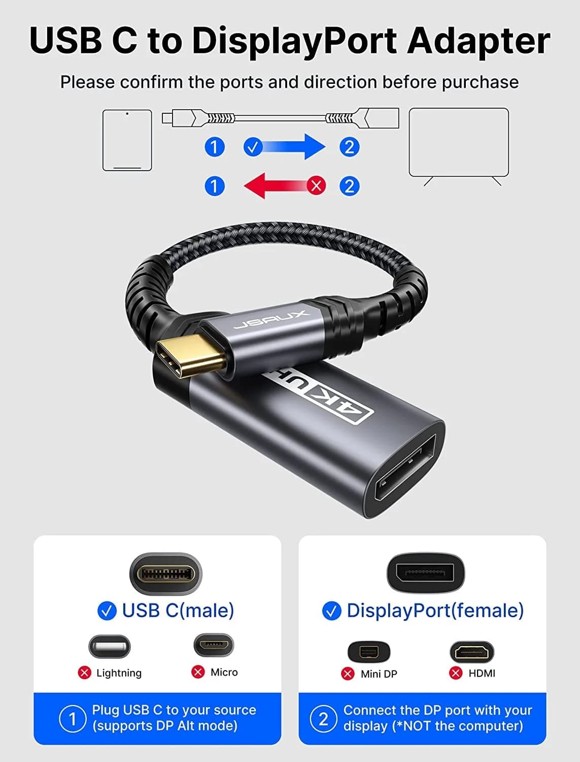 کابل تبدیل Type-C به HDMI 4K مدل JSAUX — تصویر ۱۰
