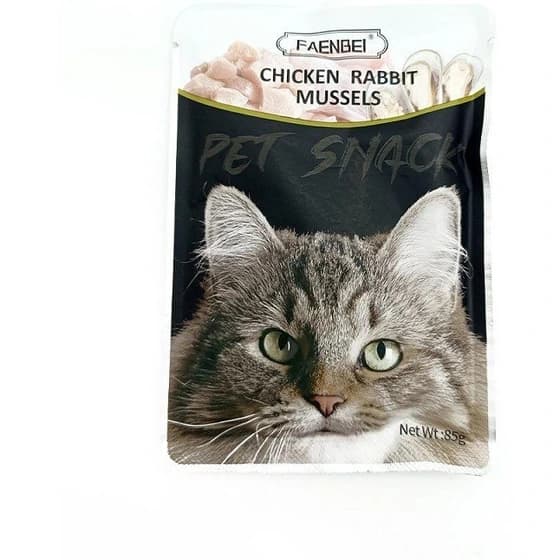 پوچ گربه فنبی طعم خرگوش و مرغ و صدف Faenbei Cat Rabbit &amp; Chicken &amp; Mussels Pouch وزن 85 گرم