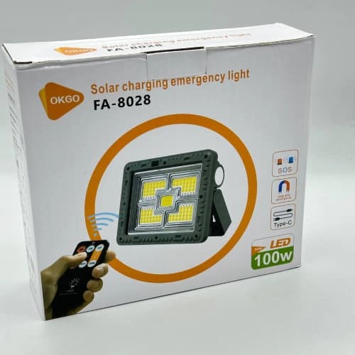 پرژكتور شارژي ١٠٠ وات خورشيدي مدل fa8028 — تصویر ۸