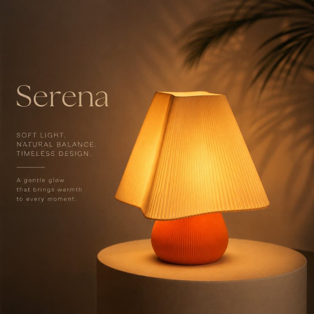 آباژور رومیزی مدرن سرنا (Serena) – رنگ گلبهی (کرمی) — تصویر ۹