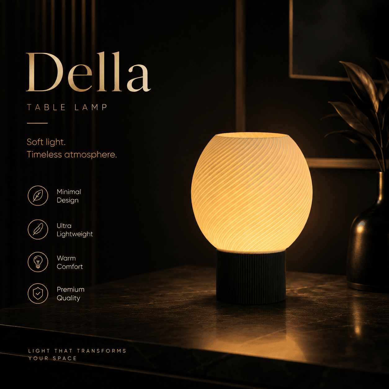 آباژور مدرن دلا (Della) – رنگ سفید — تصویر ۳