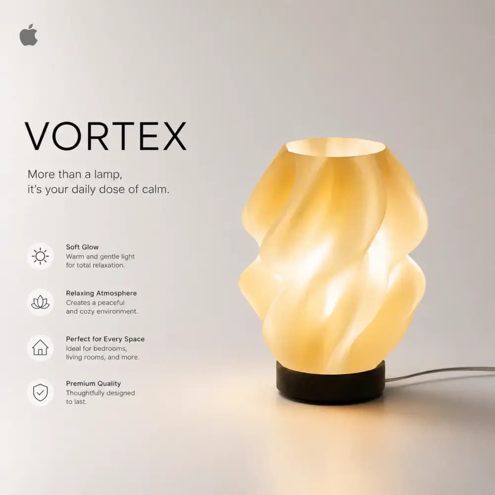 آباژور رومیزی مدرن مدل ورتکس (Vortex) – رنگ گلبهی (کرمی) — تصویر ۱۰