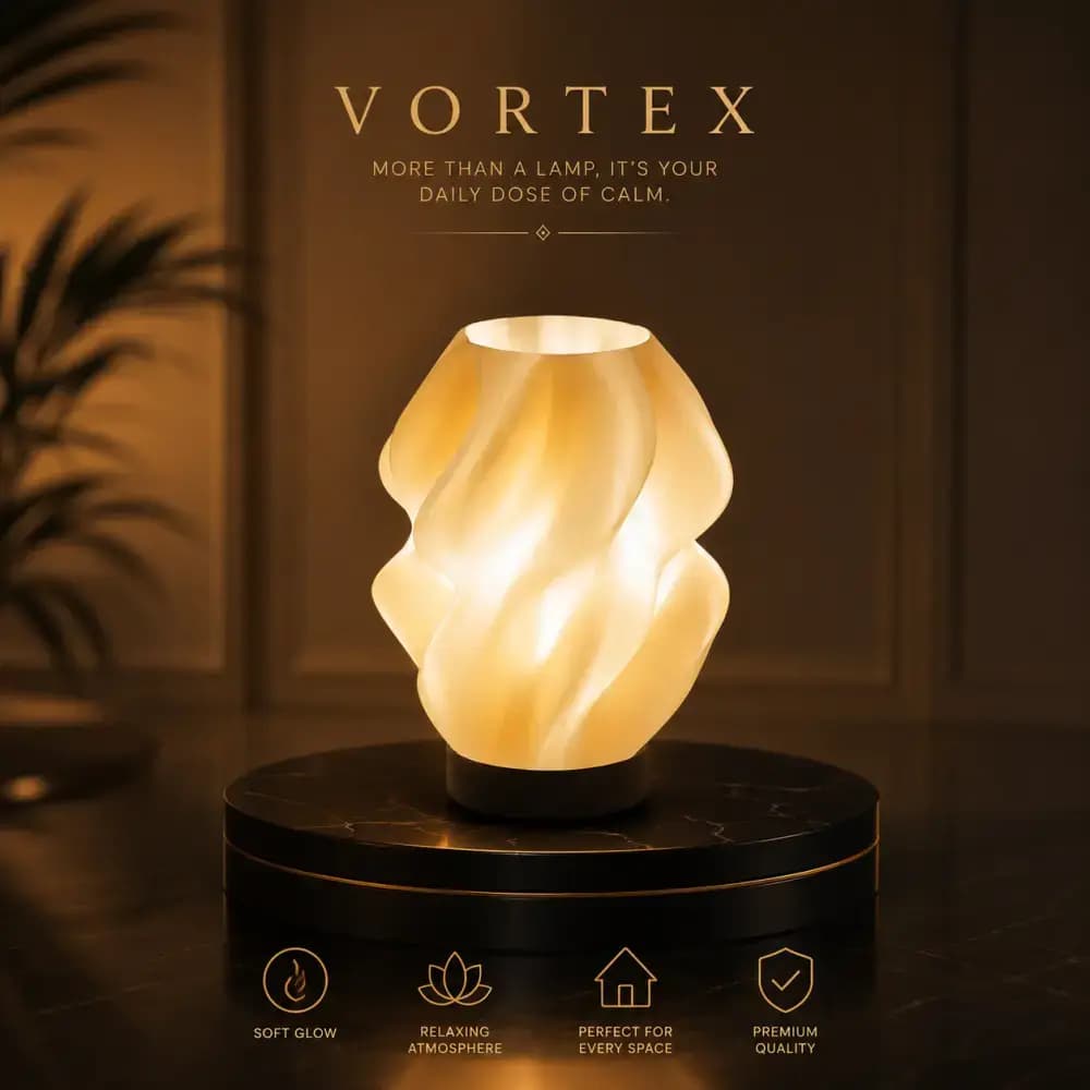 آباژور رومیزی مدرن مدل ورتکس (Vortex) – رنگ گلبهی (کرمی) — تصویر ۱۲