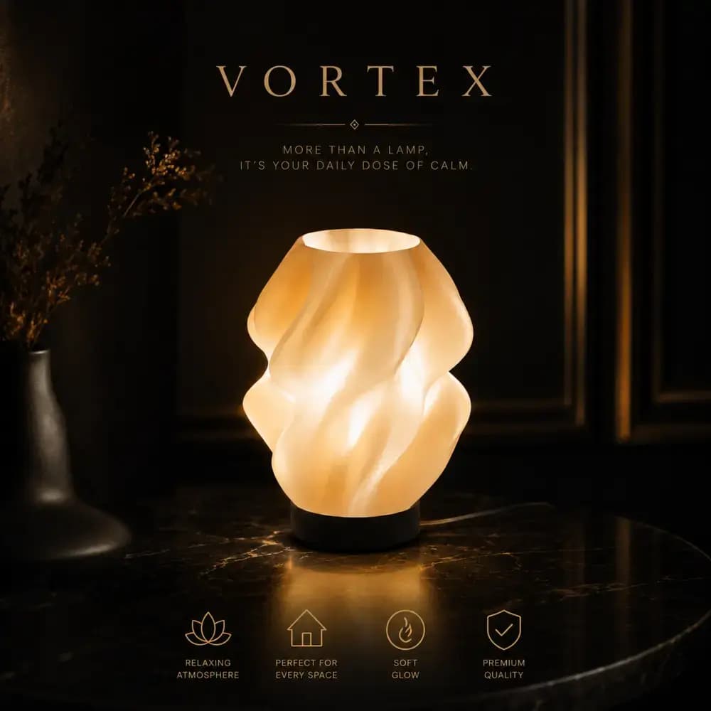 آباژور رومیزی مدرن مدل ورتکس (Vortex) – رنگ گلبهی (کرمی) — تصویر ۱۱