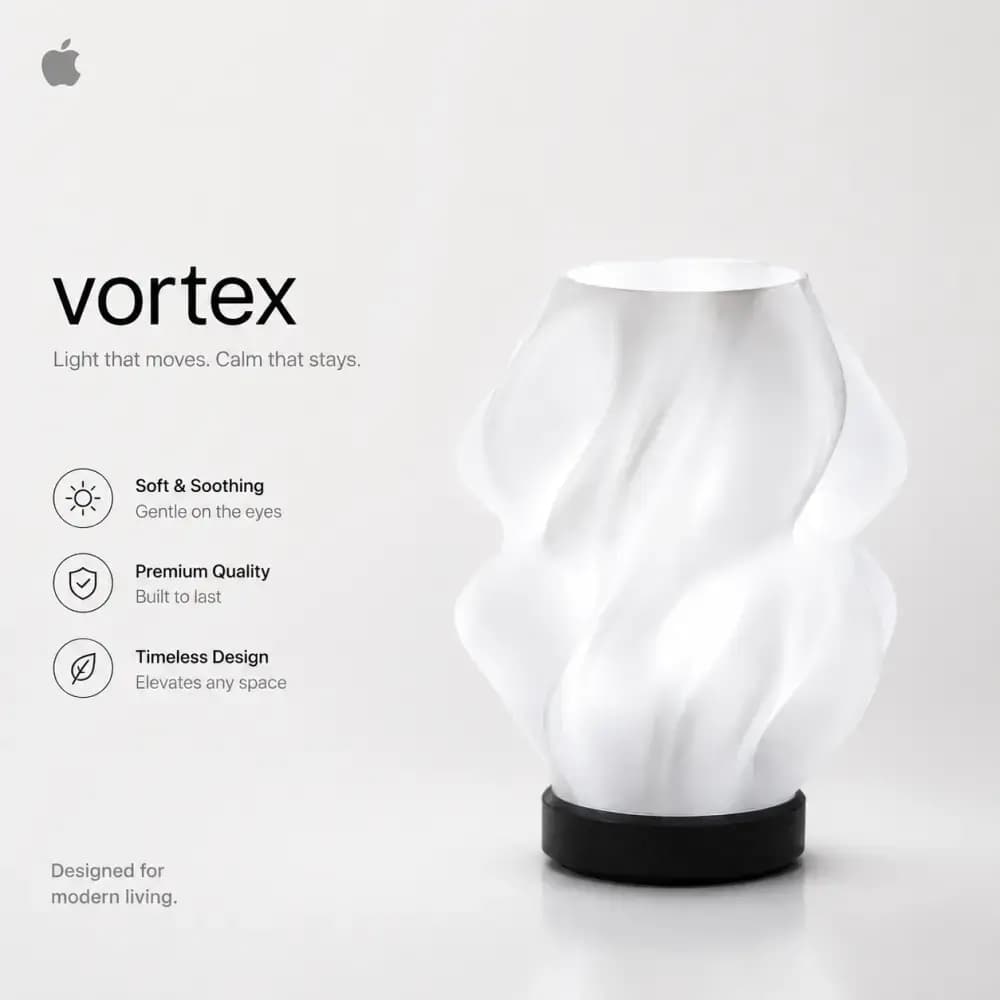 آباژور رومیزی مدرن مدل ورتکس (Vortex) – رنگ سفید یخی — تصویر ۵