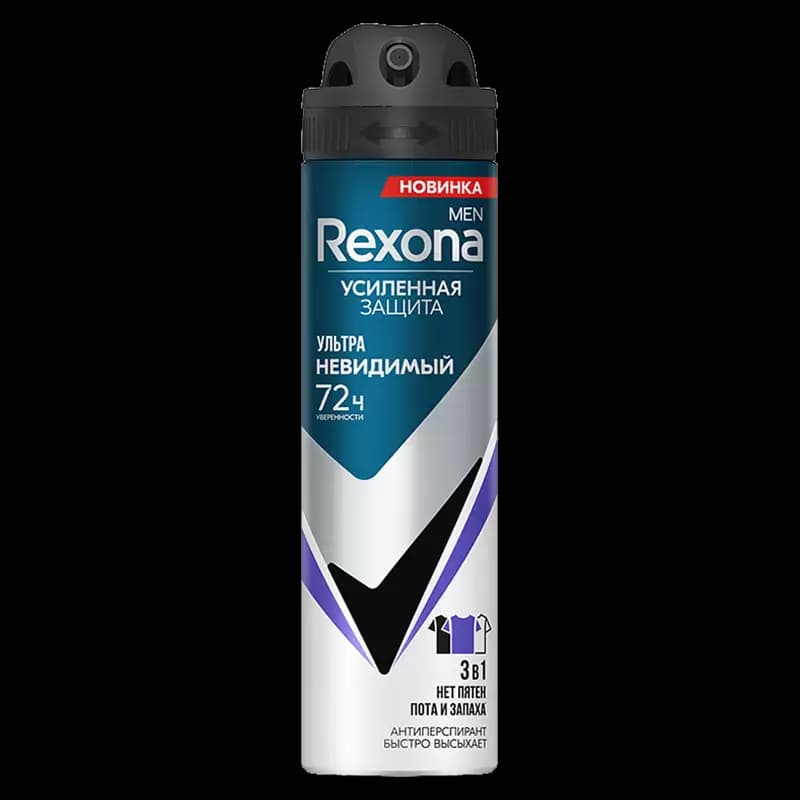 اسپری دئودورانت رکسونا Rexona مردانه 72 ساعته مدل Ультраневидимый حجم 150 میل