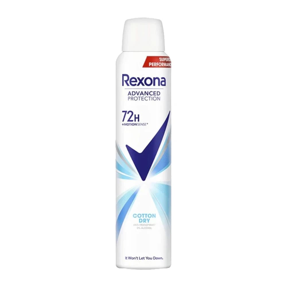 اسپری دئودورانت رکسونا Rexona زنانه مدل Cotton Dry اصل آرژانتین حجم 200 میل — تصویر ۲