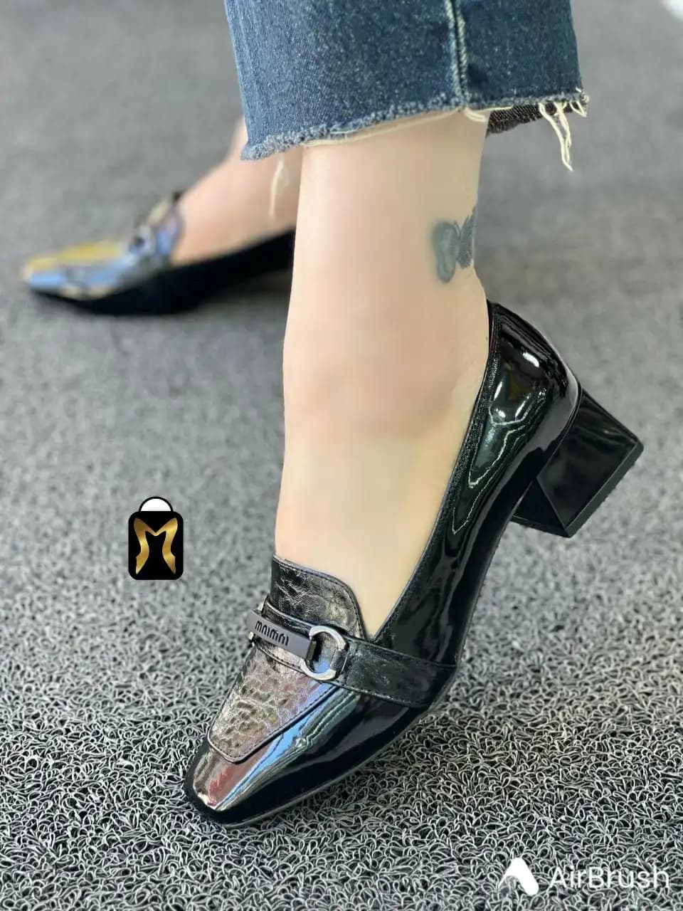 کفش ورنی سنگی زنانه کد 6655