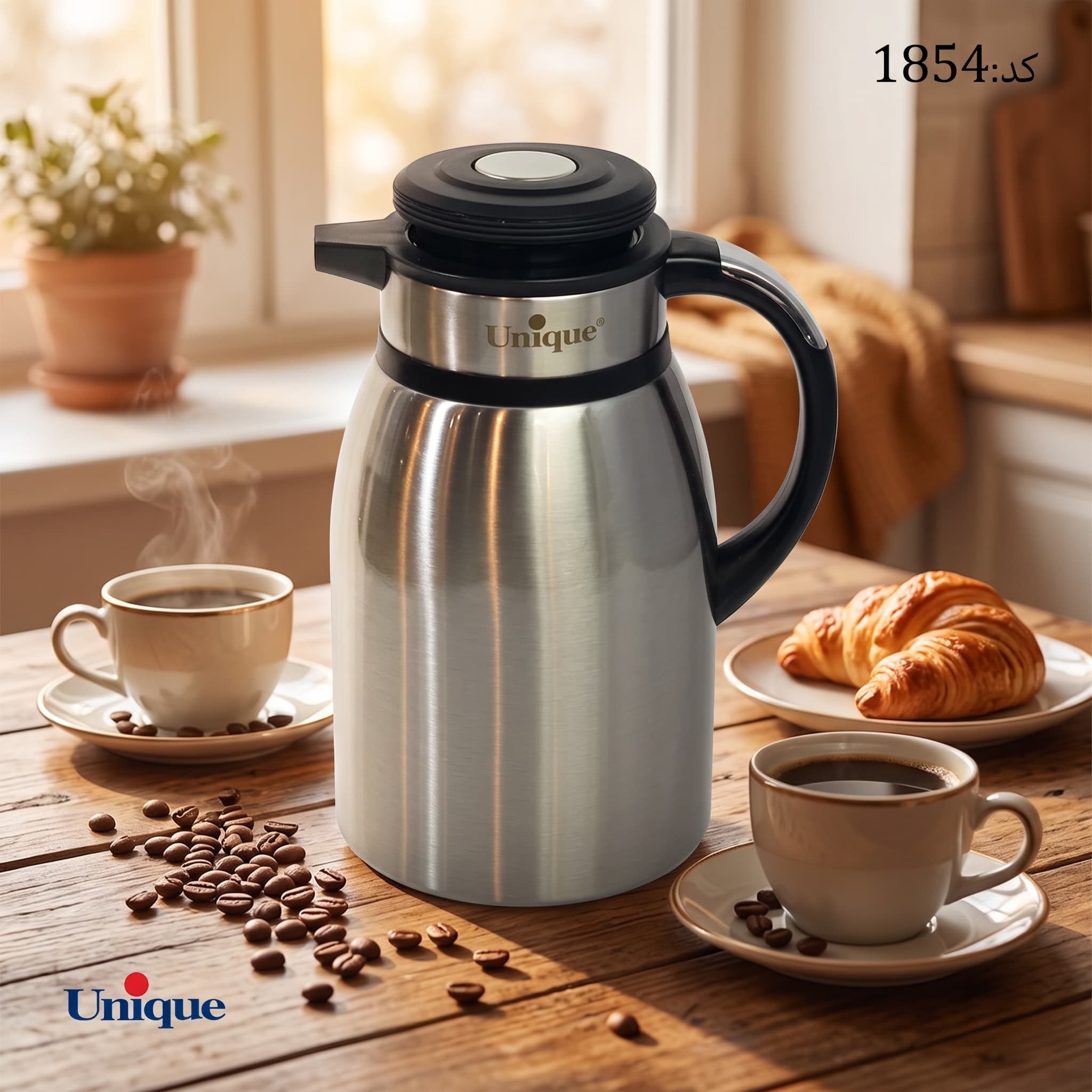 فلاکس 2 لیتر استیل بدون شیشه یونیک کد 1854 — تصویر ۶