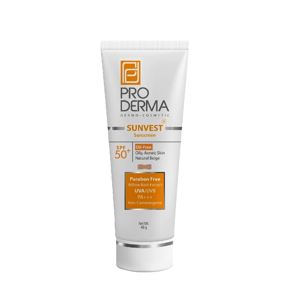 کرم ضد آفتاب SPF50 فاقد چربی بژ طبیعی پرودرما — تصویر ۳