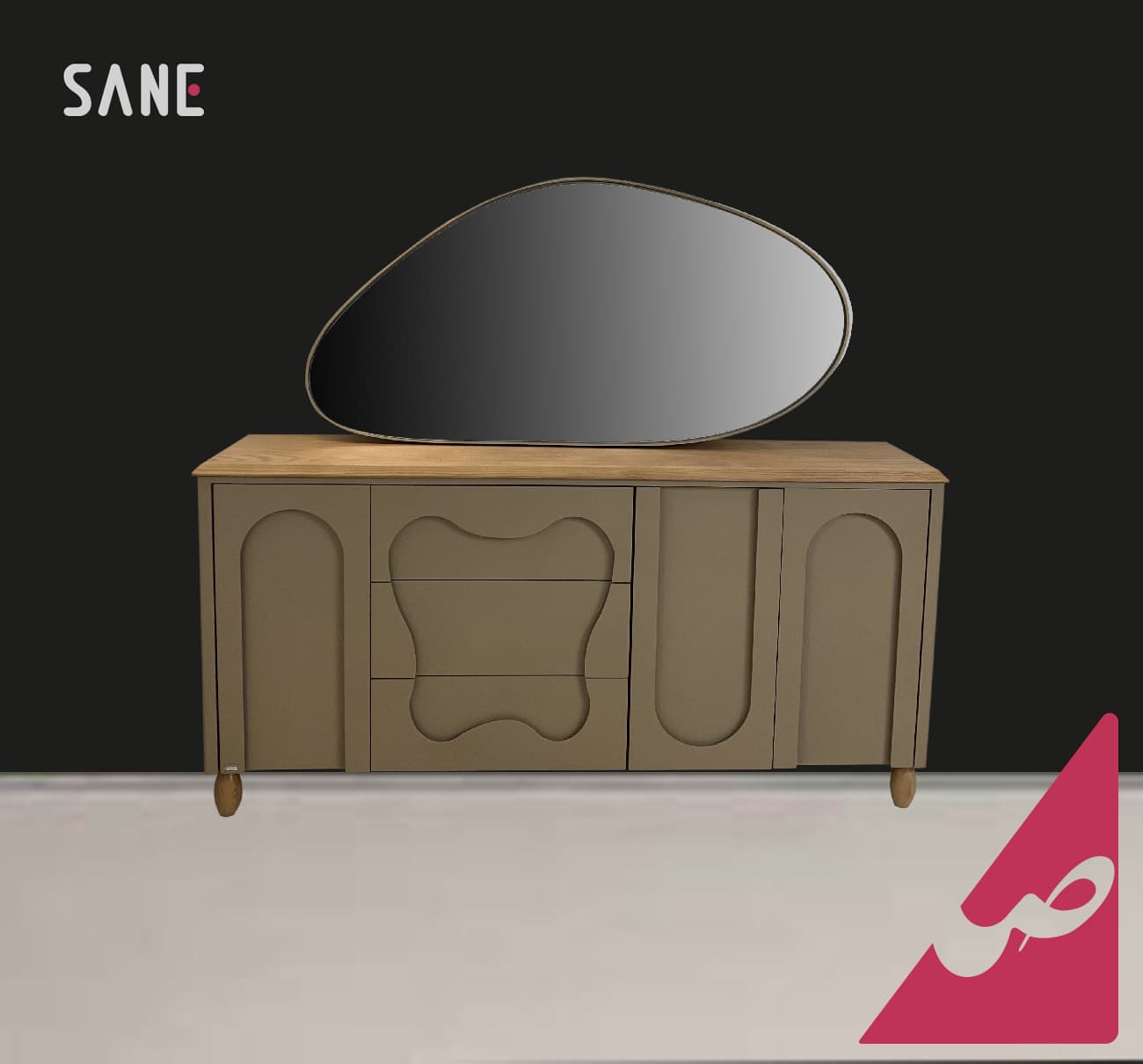 آینه و کنسول چوبی صانع کد 52371 — تصویر ۳