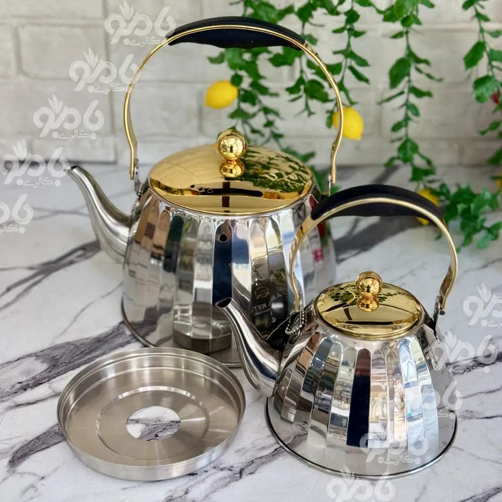 کتری و قوری استیل دسته بالا کدM5 — تصویر ۷